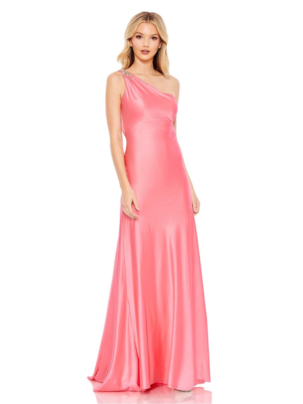 NWT MAC DUGGAL Beaded One Shoulder Column Gown Size 8